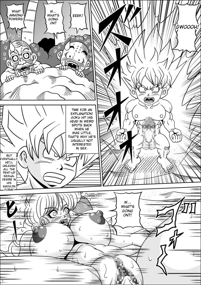 ahegao angry_launch big_breasts blonde_hair blue_hair breasts censored_pussy dragon_ball english fingering group hentai kame-sennin_no_shugyou_(doujin) krillin launch master_roshi master_roshi's_training_(doujin) mosaic_censoring old_man orgasm_face pyramid_house solo_female son_goku sunglasses translated