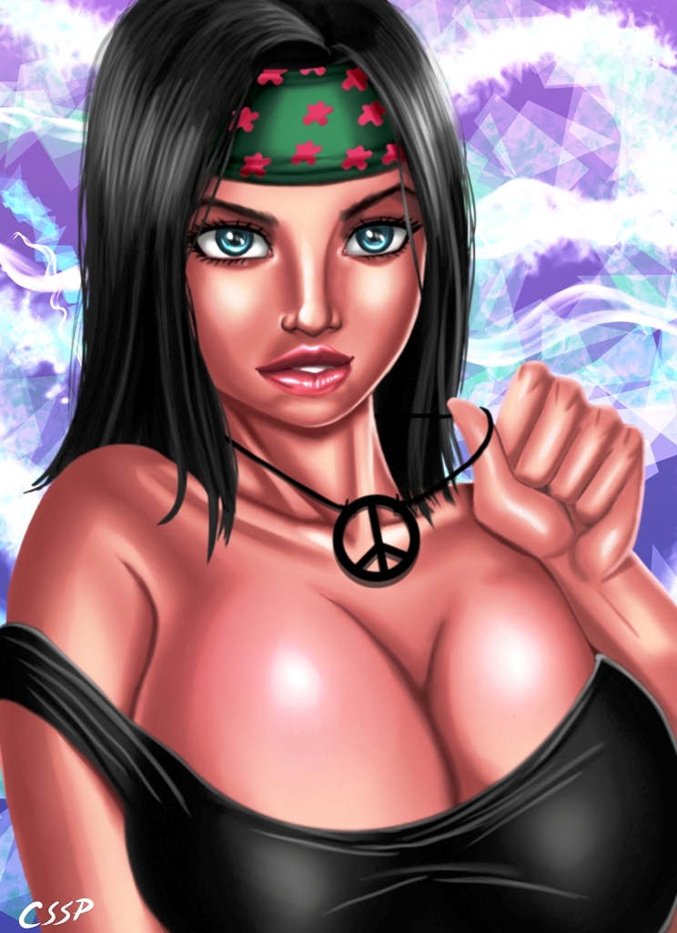 american_dad big_breasts breasts cleavage cssp hayley_smith looking_at_viewer necklace peace_symbol peace_symbol_necklace