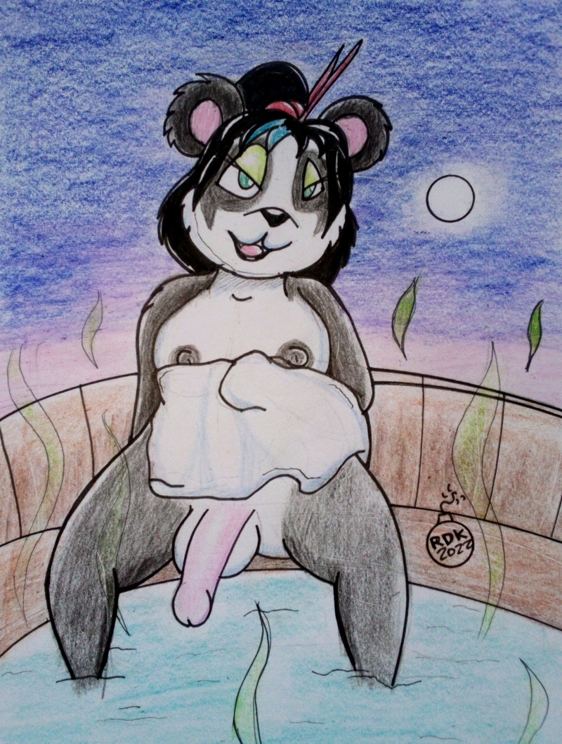 anthro bath bear breasts futanari giant_panda night pandaren penis rdk towel world_of_warcraft