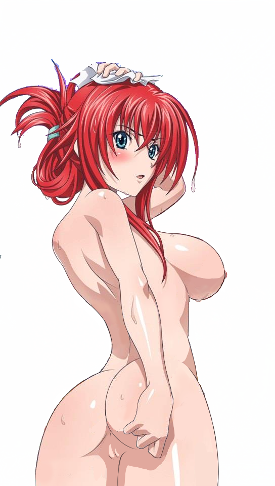 1girl :o anus arched_back arm arm_up arms ass babe back bare_arms bare_back bare_legs bare_shoulders big_breasts blue_eyes blush breasts folded_ponytail hair hair_between_eyes high_school_dxd highres large_breasts legs legs_together looking_at_viewer looking_back nipples nude open_mouth pussy red_hair rias_gremory shiny shiny_hair shiny_skin short_hair shy sideboob solo standing towel towel_on_head uncensored wet