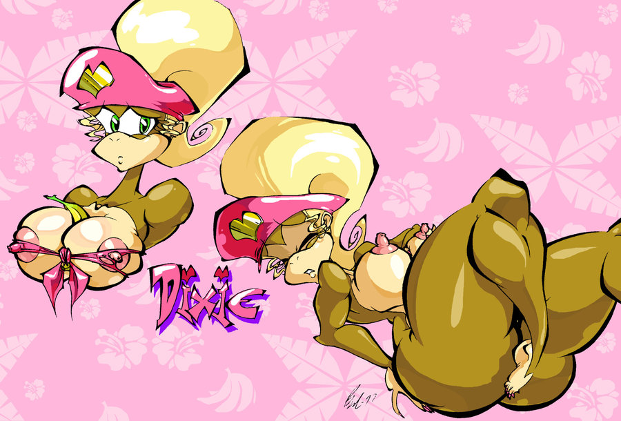 1girl 1girl brendancorris color cute dixie_kong donkey_kong_(series) female_only furry horny kong nintendo pussy