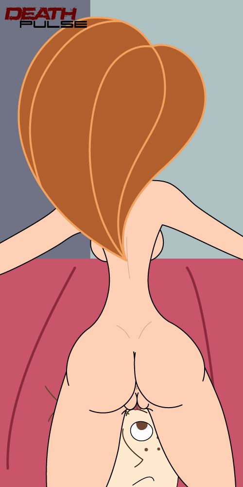 animated ass blond blonde breasts cunnilingus death_pulse disney gif hair kim_possible kimberly_ann_possible licking nintendo nude orange_hair pussy redhead under_bed
