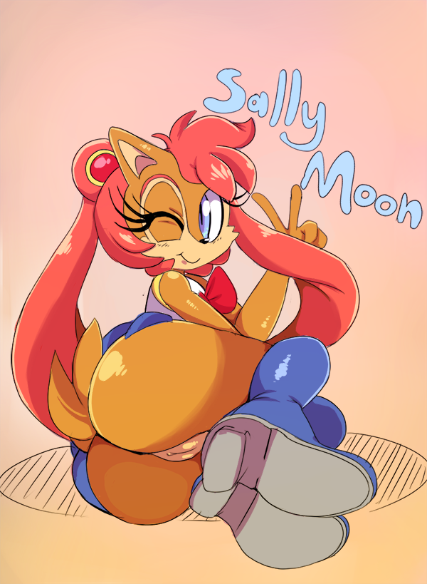 1girl ass big_ass cloudz cosplay furry presenting pussy sailor_moon sally_acorn sega video_games