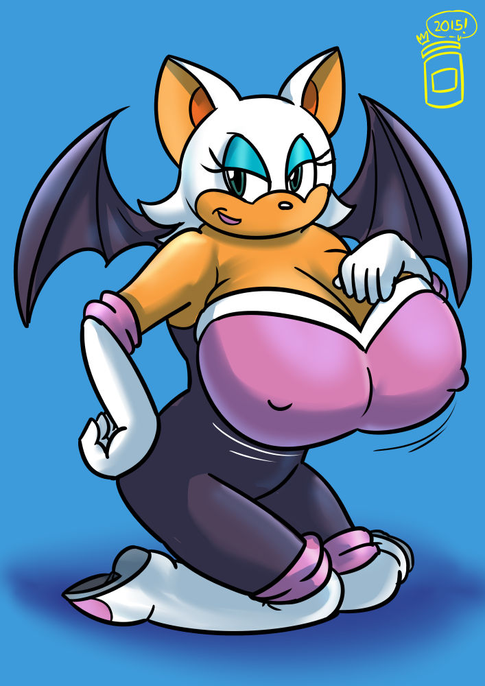 1girl 1girl big_breasts breast_expansion breasts cleavage clothed clothing rouge_the_bat royaljellysandwich sega