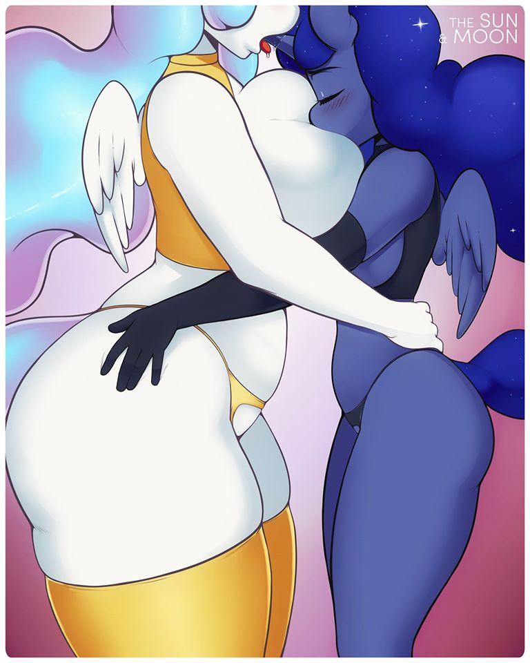 2015 2girls 3mangos absurd_res anthro big_breasts breastfeeding breasts digital_media_(artwork) duo equine female female_only friendship_is_magic furry hi_res horn hornjob huge_breasts incest mammal my_little_pony princess_celestia princess_luna sister_and_sister sisters winged_unicorn wings yuri