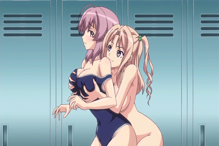 2girls ahoge animated animated_gif arched_back bare_legs bare_shoulders big_breasts blonde_hair blush breast_grab breast_press breast_squeeze breasts brown_eyes cfnf character_request clothed_female_nude_female collarbone drill_hair embarrassed female from_behind gakuen_de_jikan_yo_tomare gif grabbing grope groping hair hair_bobbles hair_ornament hentai indoor inside large_breasts lavender_hair legs leotard light_brown_hair locker locker_room long_hair looking_at_another looking_back moan mound_of_venus multiple_girls naughty_face nipples nude off_shoulder one-piece_swimsuit pink_hair purple_eyes school_uniform shiny shiny_hair shiny_skin short_hair shy side_ponytail smile standing swimsuit talking yuri