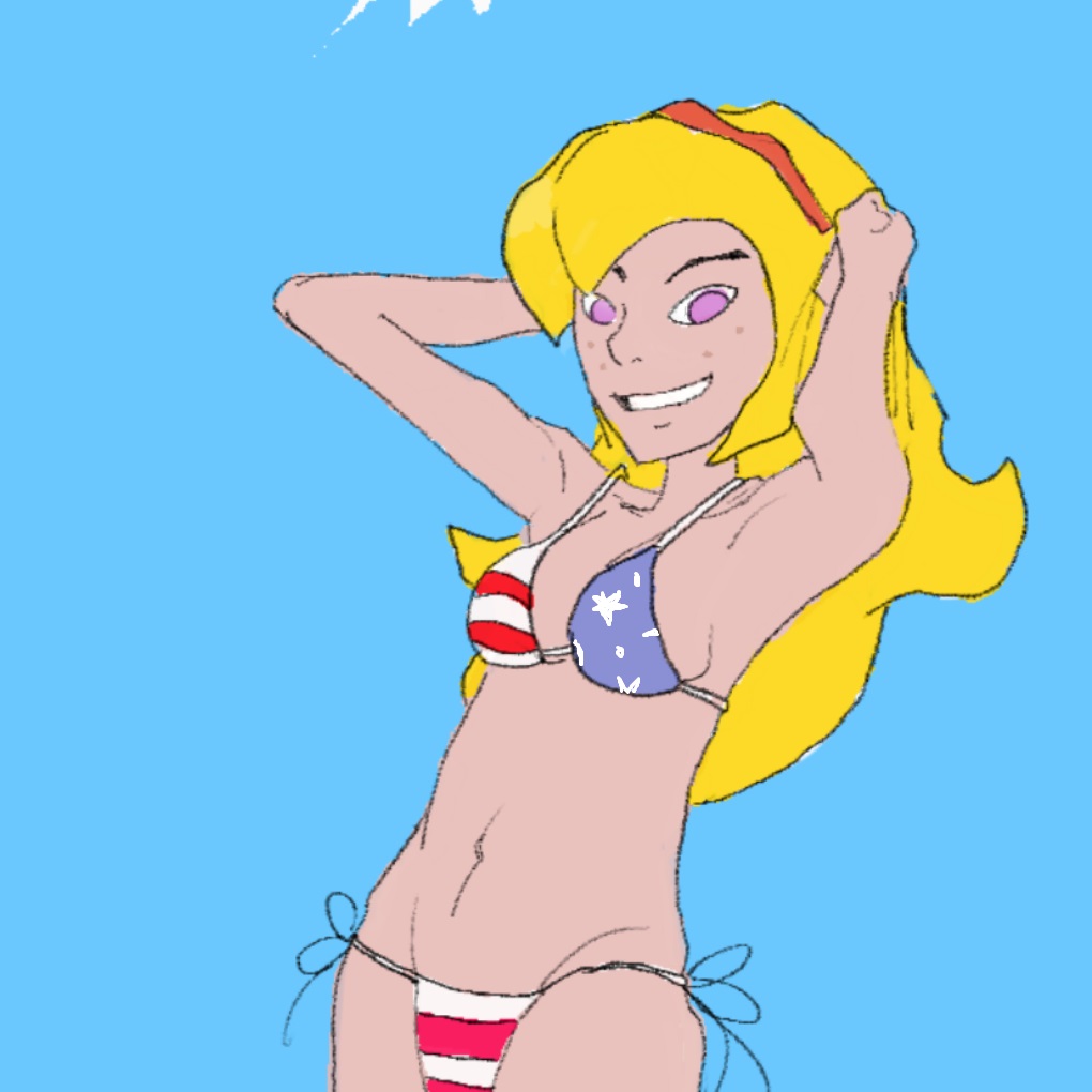 4th_of_july alien american_flag_bikini ben_10 ben_10:_omniverse bikini blonde_hair long_hair lucy_mann smile