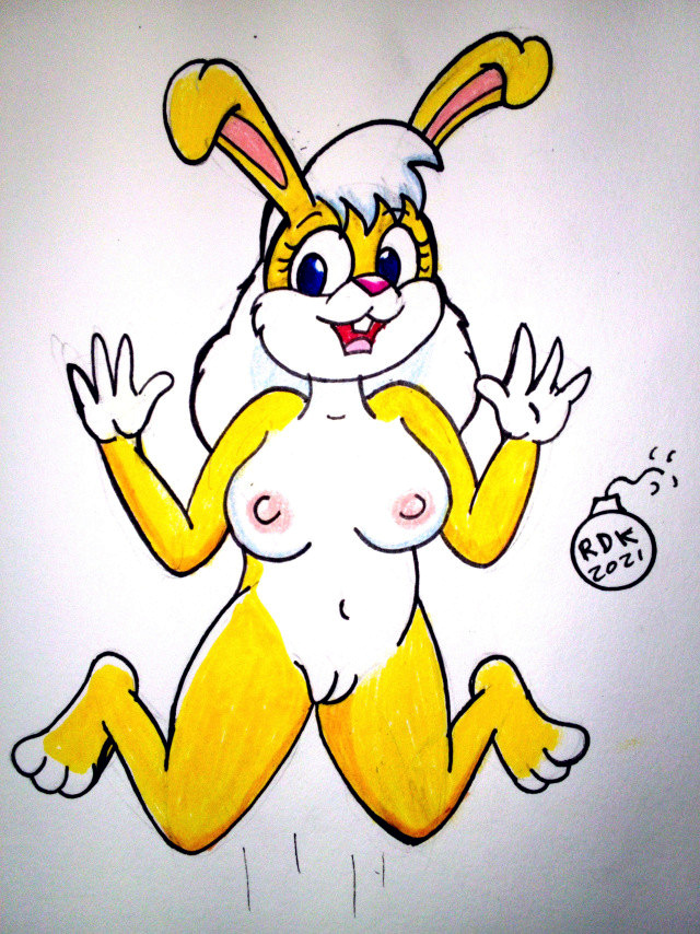 1girl 1girl anthro breasts breasts bunny furry jumping pussy rabbit rdk sunny white_hair