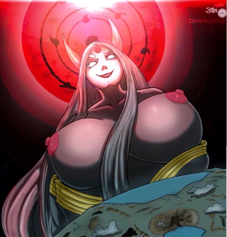 1girl big_breasts breasts colored giantess kaguya_ootsutsuki maniacpaint milf naruto nipples oddrich