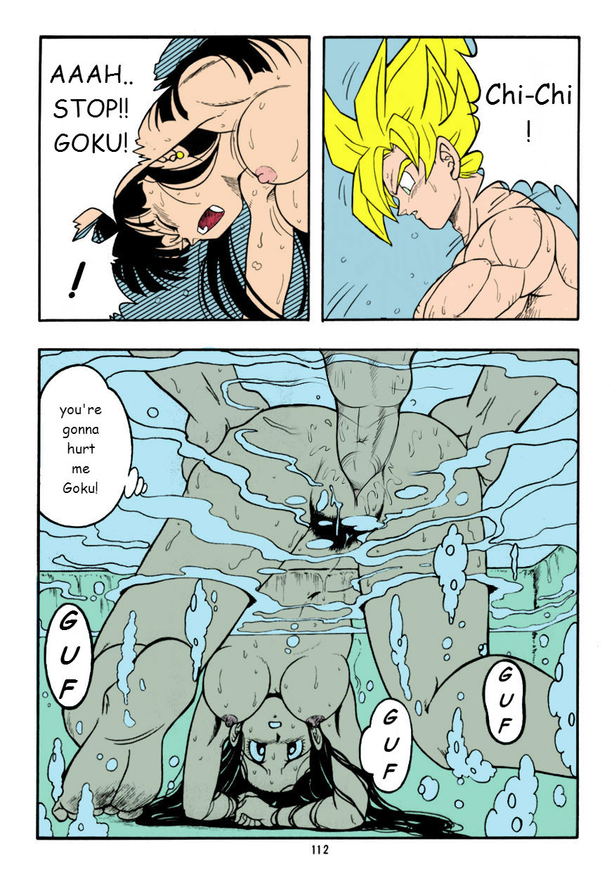 ass bathroom breasts chichi comic dragon_ball_z nipples nude pussy sex shower son_goku super_saiyan