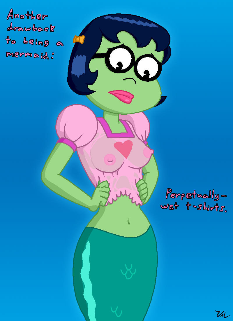 breasts glasses green_skin mermaid nickelodeon nipples princess_mindy_(spongebob) see_through spongebob_squarepants