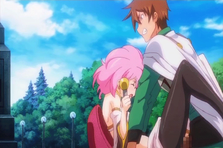 1_girl 1boy 1girl animated animated_gif arched_back black_legwear breasts clenched_teeth clothed_sex gif held_up hentai hetero moaning pink_hair rance rance_01 sex sill_plain stockings teeth thighhighs