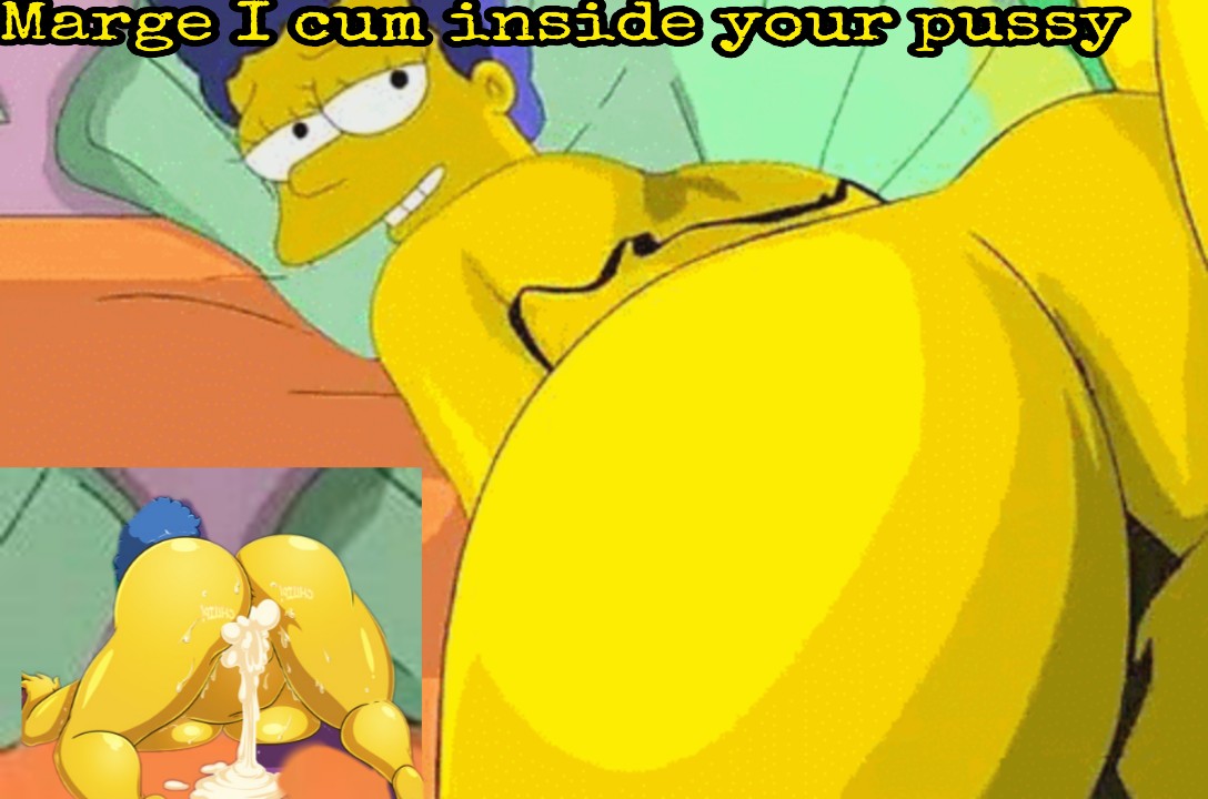 big_ass cum cum_in_pussy cum_inside doggy_position looking_at_viewer marge_simpson milf milf text the_simpsons