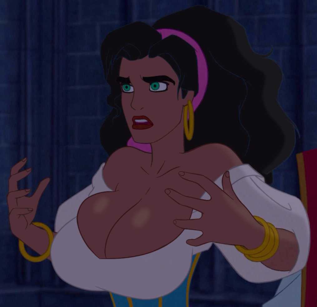 badaxe_(artist) black_hair breast_expansion disney earrings esmeralda green_eyes headband large_breasts milf photoshop sexy sexy_body sexy_breasts the_hunchback_of_notre_dame