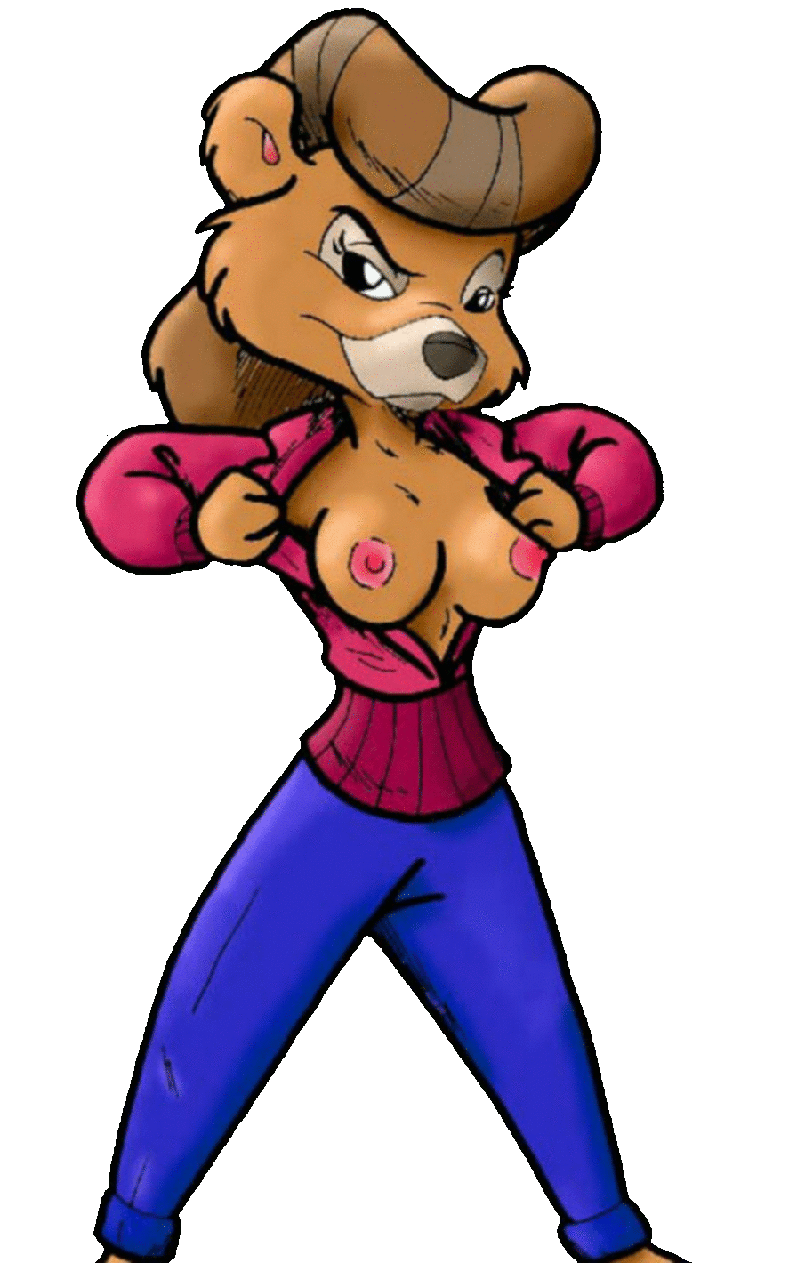 1girl bear breasts disney erect_nipples exposure mammal milf mother presenting rebecca_cunningham simple_background smile talespin transparent_background