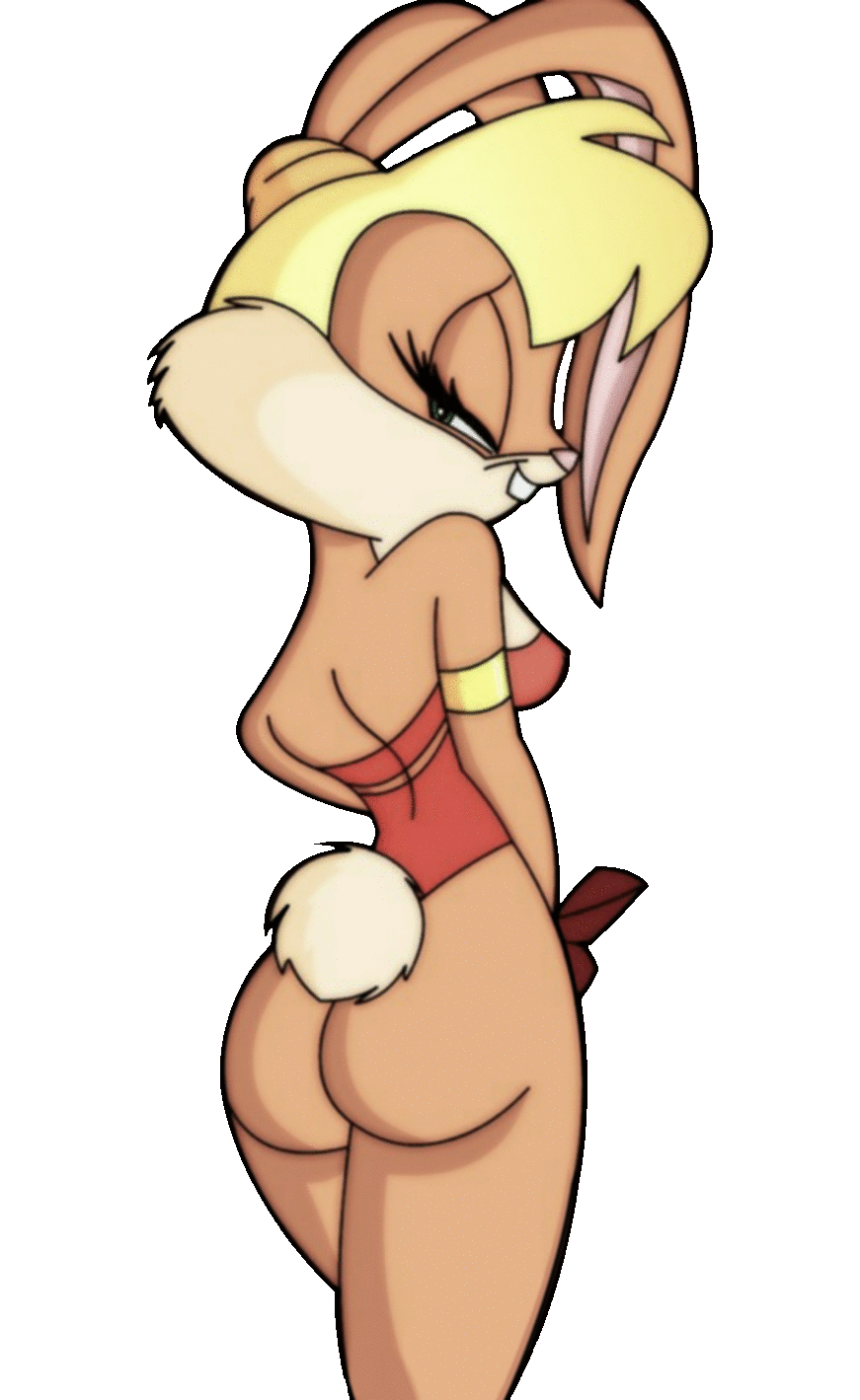 anthro ass ass backshot blonde bottomless dat_ass furry lola_bunny looney_tunes mammal rabbit simple_background smile space_jam suggestive tail transparent_background