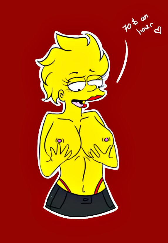 breasts lisa_simpson nipples red_background tagme the_simpsons yellow_skin