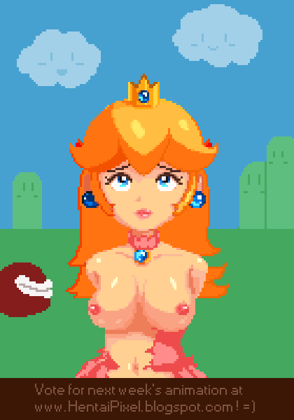 bouncing_breasts gif gif nintendo nipples pixel_art princess_peach