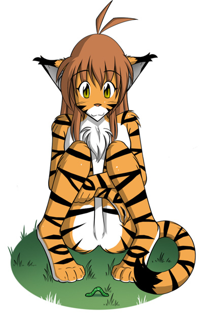 anthro flora_(twokinds) furry grass tiger tiger_girl tom_fischbach twokinds webcomic webcomic_character white_background