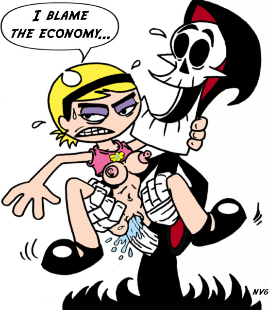 1boy 1girl animated_skeleton blonde_hair breasts carrying_partner carrying_position cartoon_network dialogue english_text grim_(billy_&amp;_mandy) gritted_teeth looking_at_viewer male mandy_(billy_&amp;_mandy) necrophilia nev_(artist) penis prostitution pussy skeleton stand_and_carry_position the_grim_adventures_of_billy_and_mandy vaginal vaginal_penetration white_penis