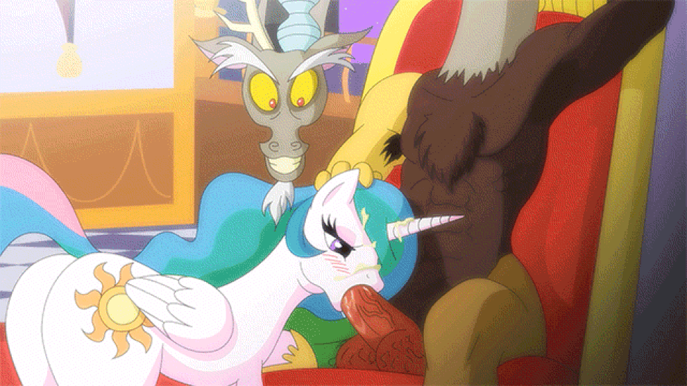 1boy 1girl alicorn all_fours ass beard blush cum_on_face cutie_mark discord_(mlp) draconequus dragon equine facial fantasyblade fellatio female forced friendship_is_magic gif hair hand_on_head horn horse horsecock long_hair male multicolored_hair my_little_pony oral oral_sex penis pony princess_celestia purple_eyes saliva scalie sex sitting smile sucking testicles uncensored wings yellow_eyes