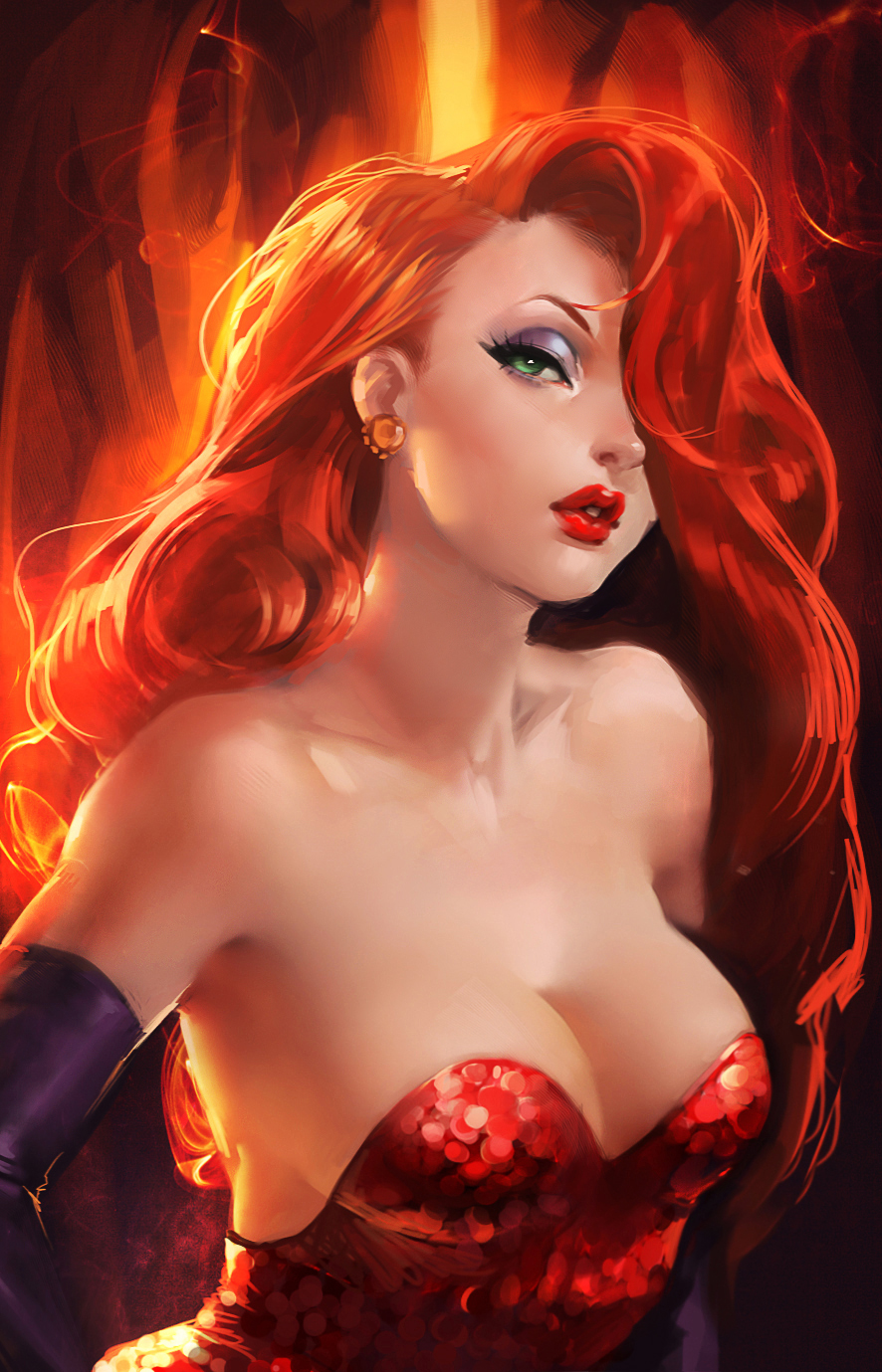 disney jessica_rabbit red_hair sakimichan solo tagme who_framed_roger_rabbit