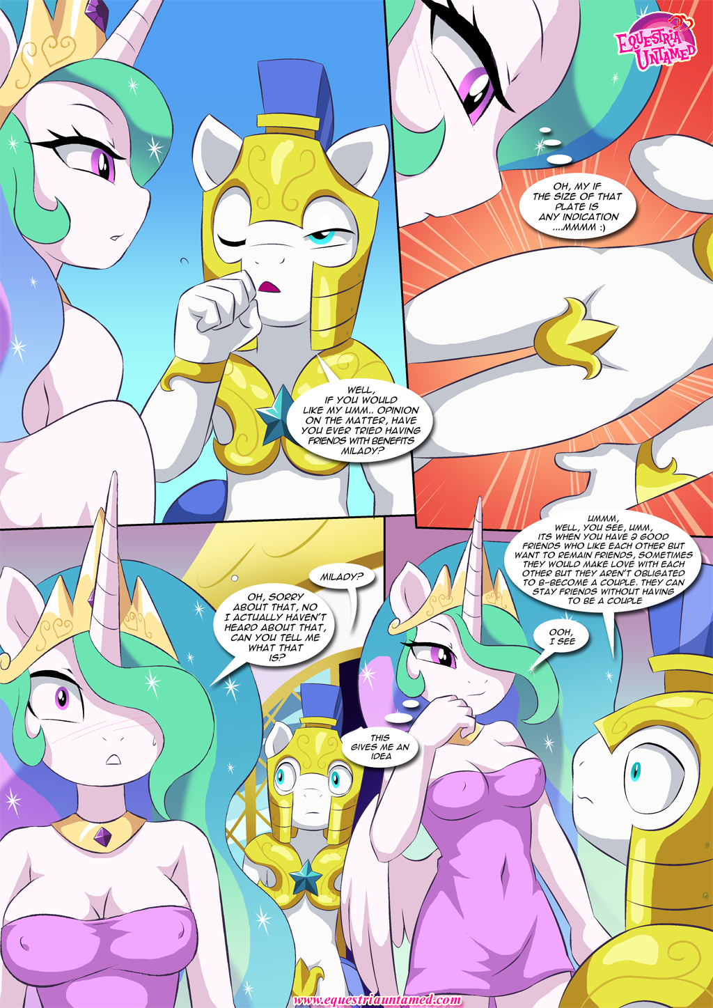 1boy 1girl anthro best_shift_ever breasts clothed crown equestria_untamed female female_anthro friendship_is_magic horn male male_anthro my_little_pony princess_celestia princess_celestia_(mlp) tagme tail wings