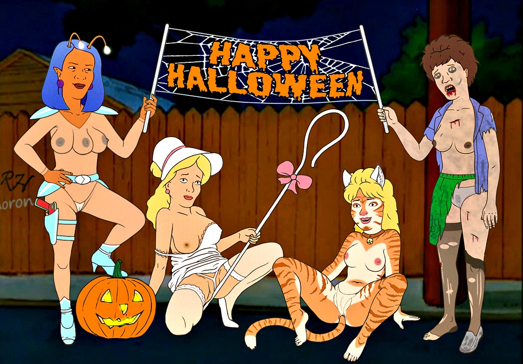 breasts halloween king_of_the_hill luanne_platter nipples panties peggy_hill stockings thong