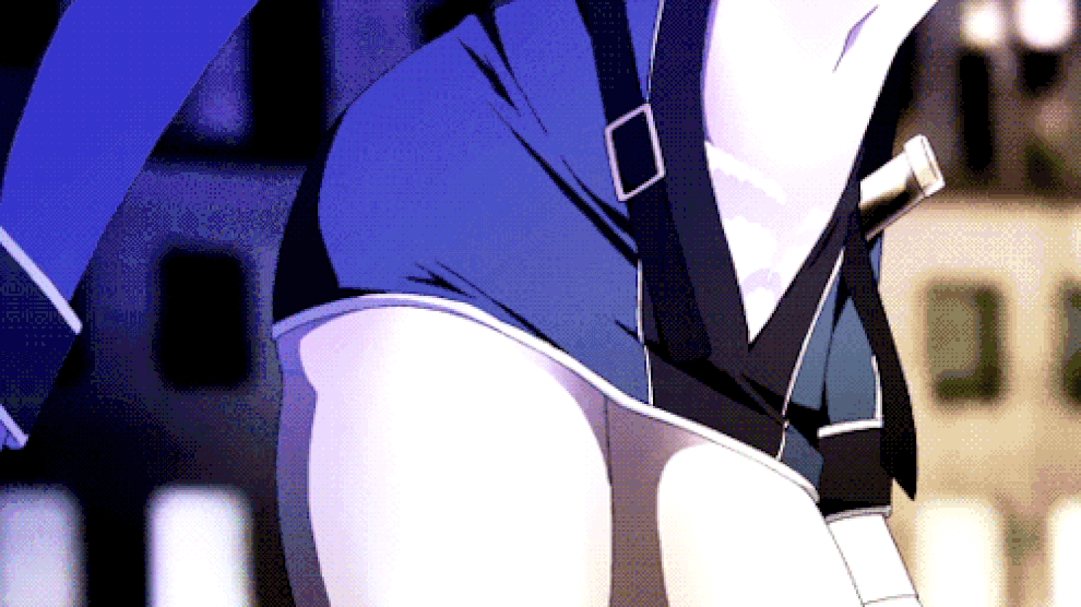 anime breasts cleavage ecchi gif uniform