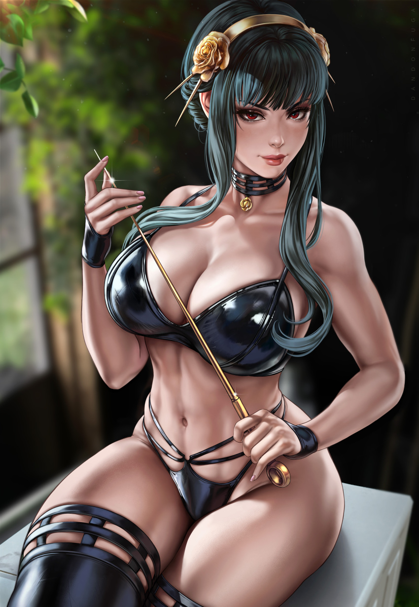 1girl 1girl 1girl absurd_res absurd_res alluring assassin athletic_female bangs bare_arms bare_shoulders big_breasts big_breasts big_breasts big_thighs black_bikini black_bikini_bottom black_bikini_top black_bra black_choker black_clothes black_clothing black_gloves black_hair black_panties black_swimsuit black_thighhighs black_underwear bra breasts breasts child_bearing_hips choker cleavage clothed clothed_female clothing dandon_fuga female_abs female_focus female_only fingerless_gloves fingernails fit fit_female front_view gloves gold_hair_ornament gold_hairband grin hair_ornament hairband high_res high_resolution hips holding_weapon large_filesize leaves legs legs_crossed light-skinned_female light_skin looking_at_viewer mature mature_female milf nail_polish nails navel panties pink_nail_polish pink_nails plant red_eyes sidelocks sitting_down sitting_on_bench smile solo_female solo_focus spy_x_family stiletto_(weapon) stockings stomach swimsuit thick thick_female thick_hips thick_thighs thighs thorn_princess toned toned_female toned_stomach underwear very_high_resolution weapon window yor_briar yor_forger
