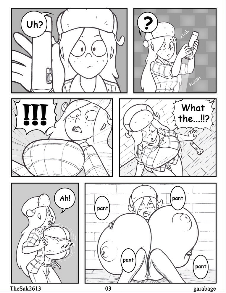 1girl big_breasts breasts comic female female_only freckles garabatoz gigantic_breasts gravity_falls huge_breasts monochrome solo wendy_corduroy