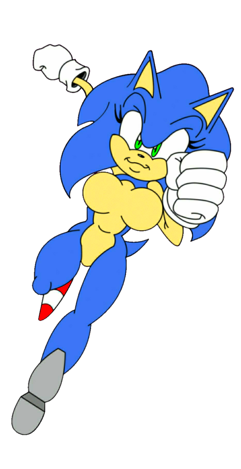 1girl big_breasts breasts genderswap gloves running simple_background smile solo sonic sonic_team sonic_the_hedgehog transparent_background video_games