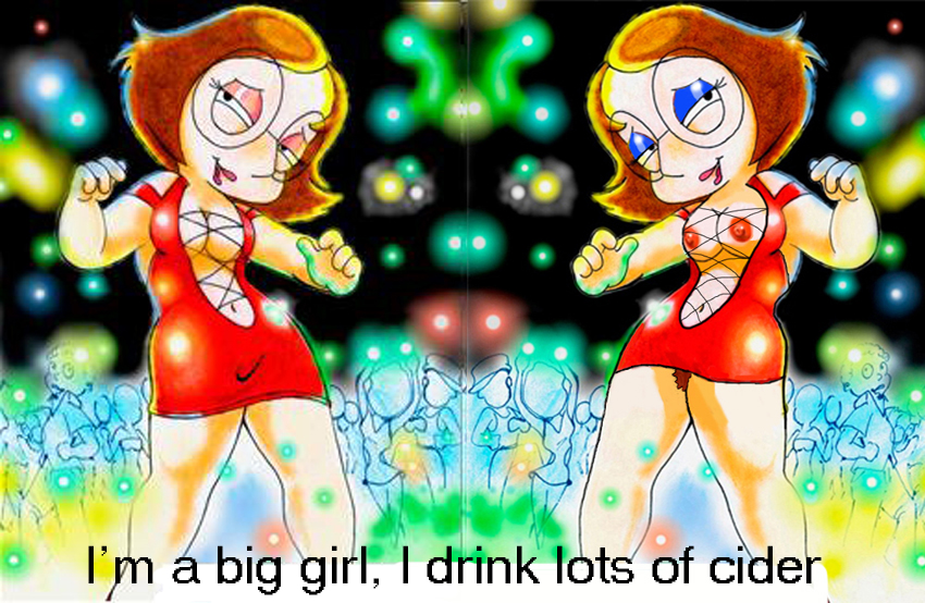 before_after breasts clubbing dancing disco drunk family_guy make_up meg_griffin nipples pussy red_dress