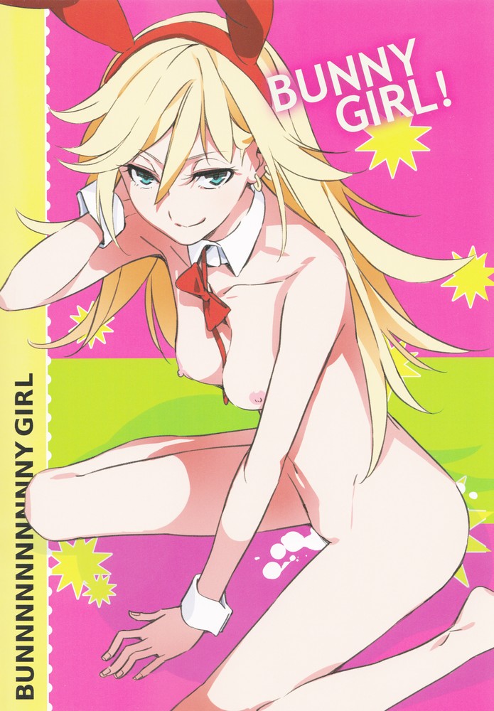 1girl 1girl animal_ears arm_support barefoot blonde blue_eyes bowtie breasts bunny_ears bunny_girl earrings english feet hairband high_resolution jewelry long_hair long_legs looking_at_viewer morii_shizuki navel nipples nude panty_&amp;_stocking_with_garterbelt panty_(psg) scan sitting smile thighs wariza wrist_cuffs