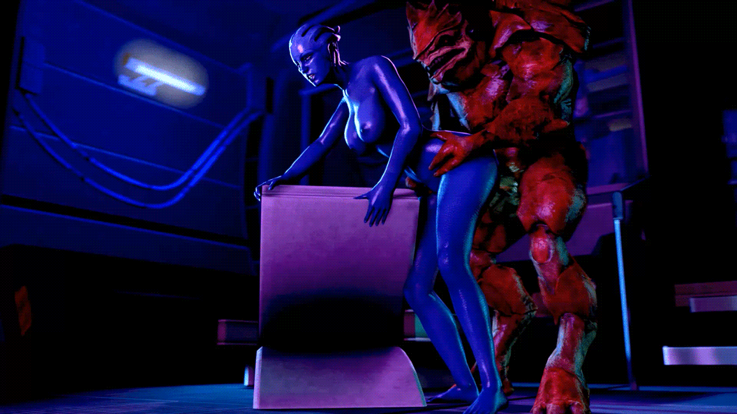 1girl 3d alien animated aria_t'loak asari blue_skin bouncing breasts cgi duo female from_behind gif hetero interspecies male mass_effect most_body nipples penis red_body source_filmmaker testicles video_games