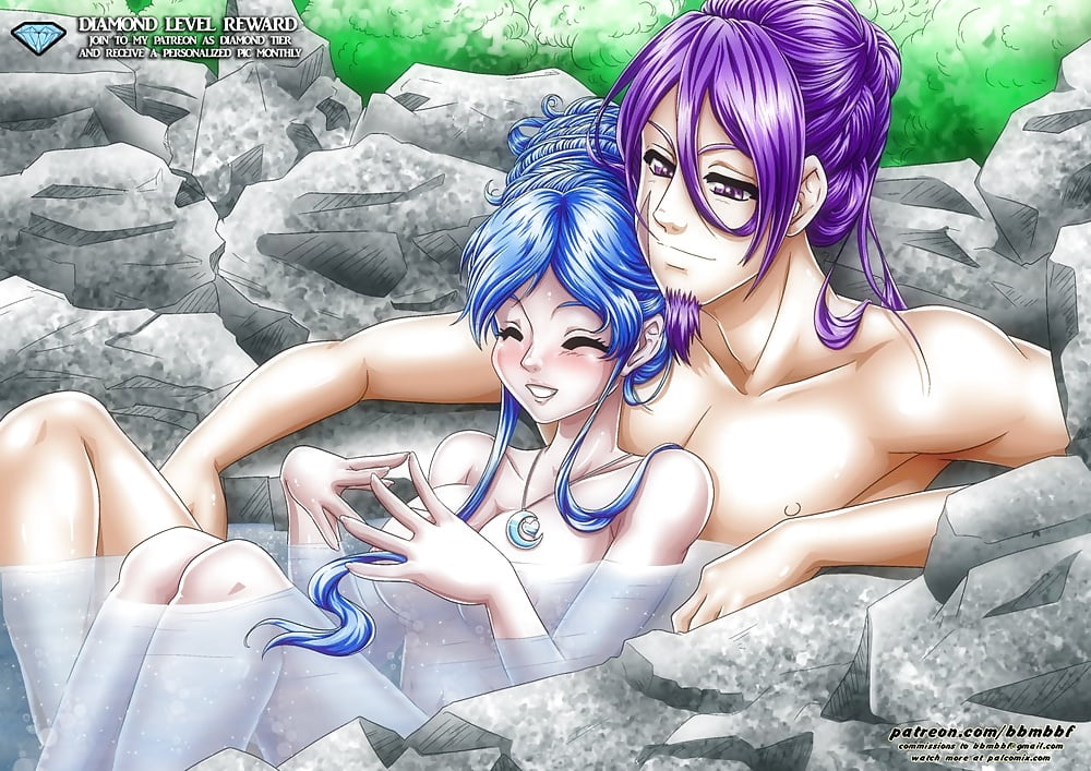 1boy 1girl bbmbbf blue_hair character_request palcomix pietro's_secret_club purple_hair sauna series_request