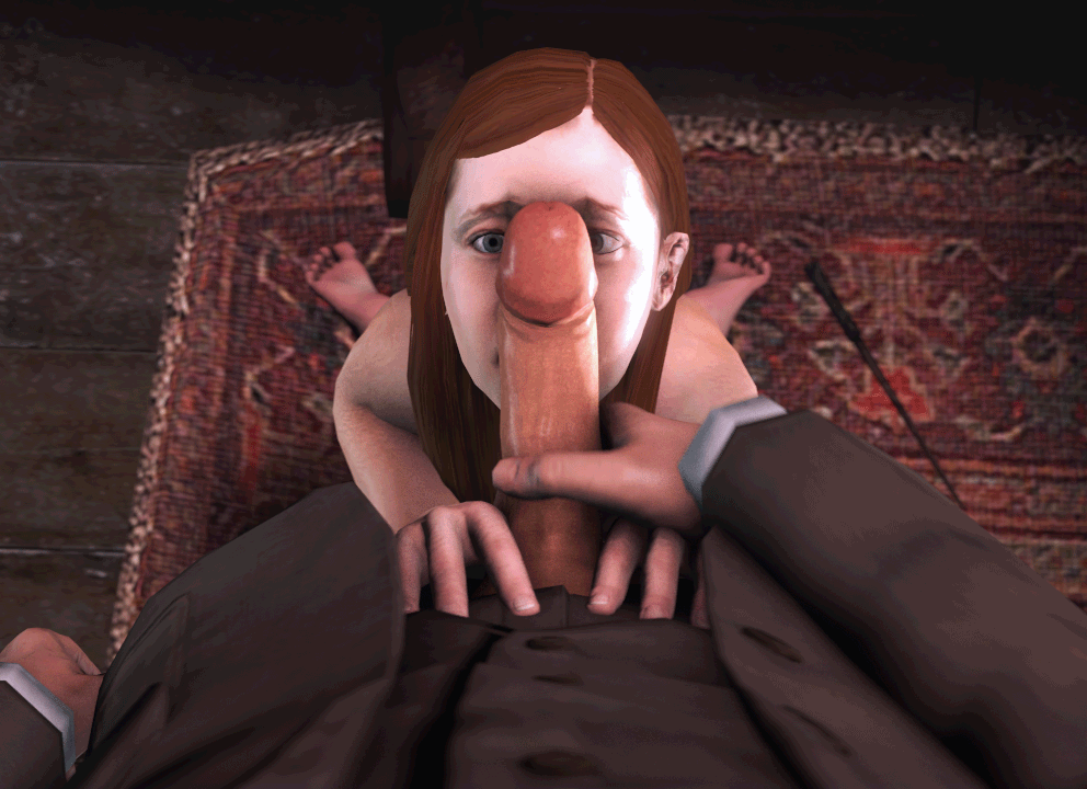 1boy 1girl 3d animated fellatio female froggy_(artist) gif ginny_weasley hair harry_potter hogwarts male oral penis penis_on_face penis_slap red_hair source_filmmaker toes tongue