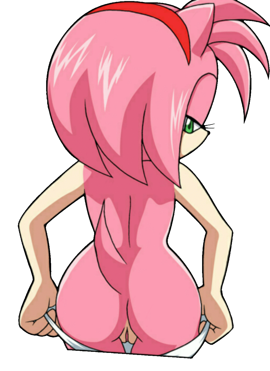 amy_rose anthro ass furry panties pink_hair pussy sega simple_background sonic_(series) tail transparent_background