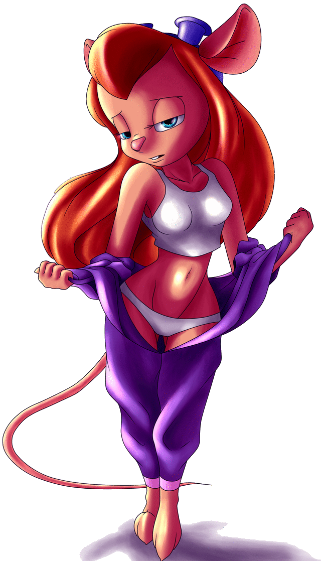 1girl anthro beautiful big_ears blonde blue_eyes breasts cartoon chip_'n_dale_rescue_rangers disney furry gadget_hackwrench goggles hair long_hair mouse navel panties simple_background tail transparent_background underwear undressing white_panties