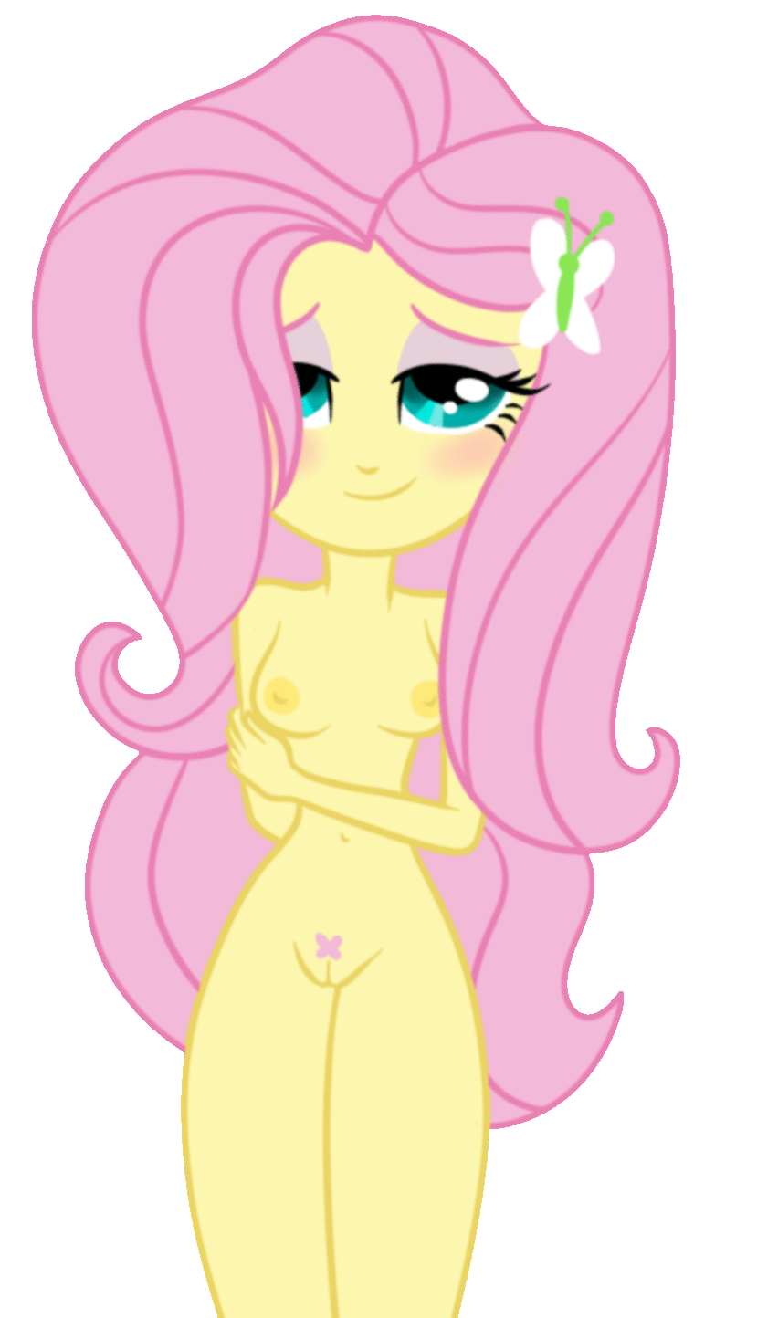 1girl black_dress blue_eyes blushing breasts cartoon equestria_girls fluttershy friendship_is_magic humanized long_hair mlp my_little_pony nipples pink_hair pubic_hair pussy render simple_background smile transparent_background