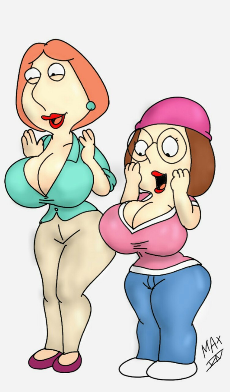 2girls beanie big_ass big_breasts breasts brunette cleavage family_guy glasses hourglass_figure lois_griffin maxtlat meg_griffin milf mother_and_daughter multiple_girls redhead wide_hips