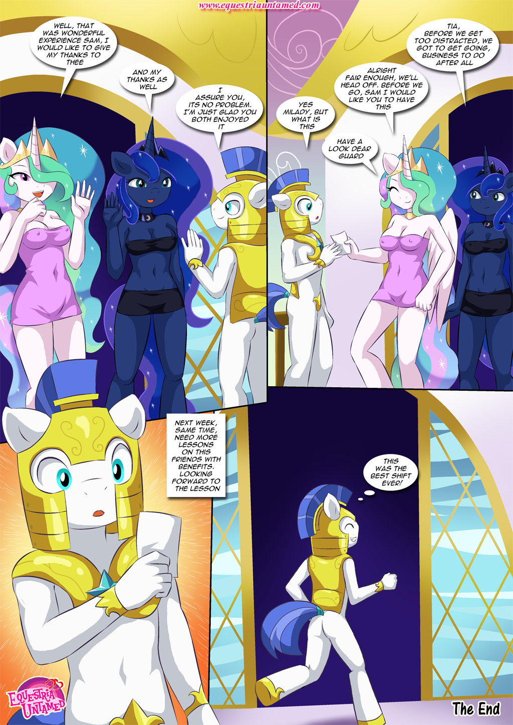 2girls anthro best_shift_ever breasts comic crown equestria_untamed friendship_is_magic horn multiple_girls my_little_pony princess_celestia princess_celestia_(mlp) princess_luna princess_luna_(mlp) tail