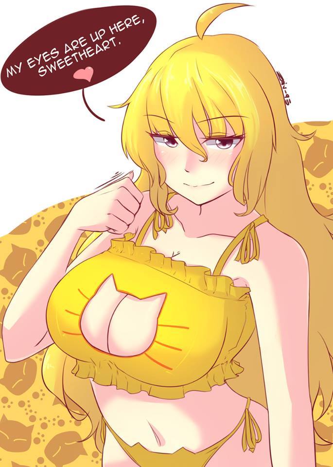 1girl blonde_hair breasts female_only lewd rwby suggestive yang_xiao_long