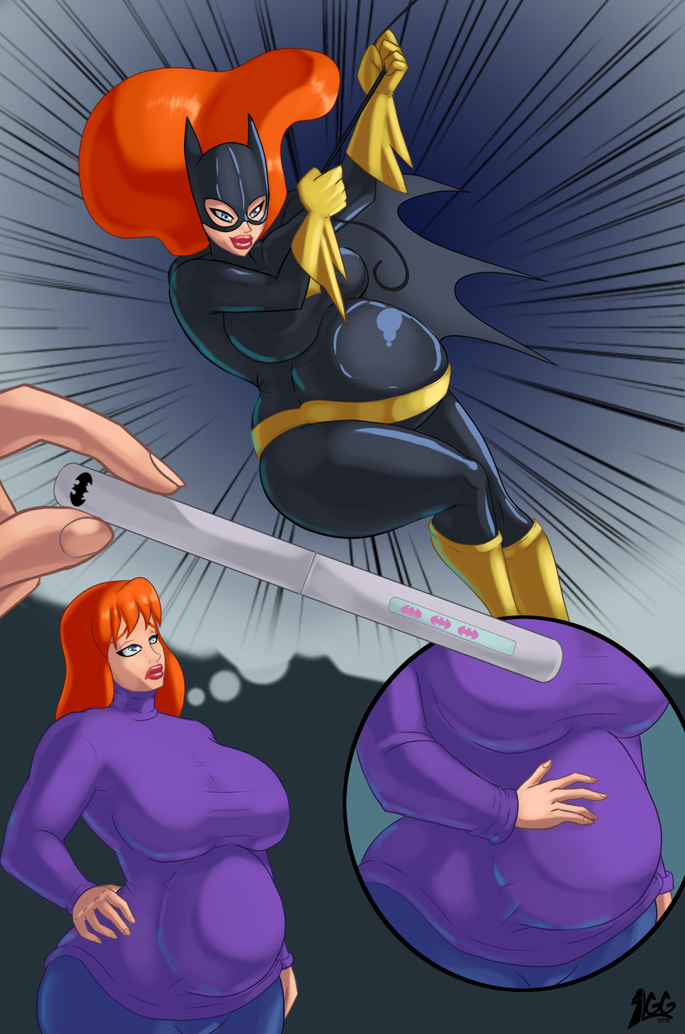 barbara_gordon batgirl batman_(series) big_breasts breasts dc_comics lurkergg pregnant