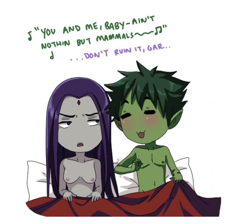 beast_boy bedroom breasts nipples nude raven_(dc) sweating teen_titans white_background