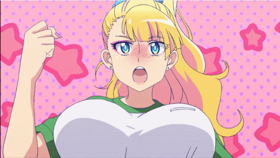 1girl animated animated_gif anime big_breasts blush bouncing_breasts breasts clothing ecchi galko gif oshiete!_galko-chan running silly_face