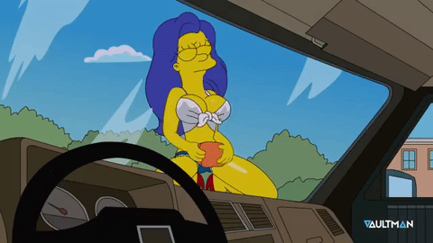 big_breasts breasts gif marge_simpson milf shorts the_simpsons vaultman yellow_skin