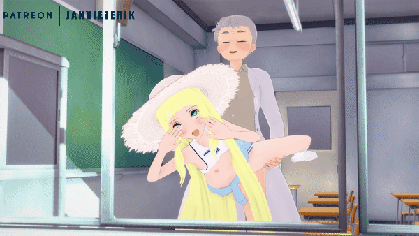 1boy 1girl against_glass age_difference ahegao blonde_hair blush bouncing_breasts breasts female female_human gif hat human human/human indoors lifting lillie lillie_(pokemon) male male/female male_human old_man pokemon professor_oak sex taken_from_behind tongue tongue_out very_long_hair young younger_female