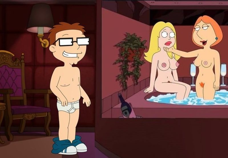 1boy 2girls american_dad blond_hair breasts family_guy francine_smith frost969 lois_griffin nipples pubic_hair pussy red_hair steve_smith