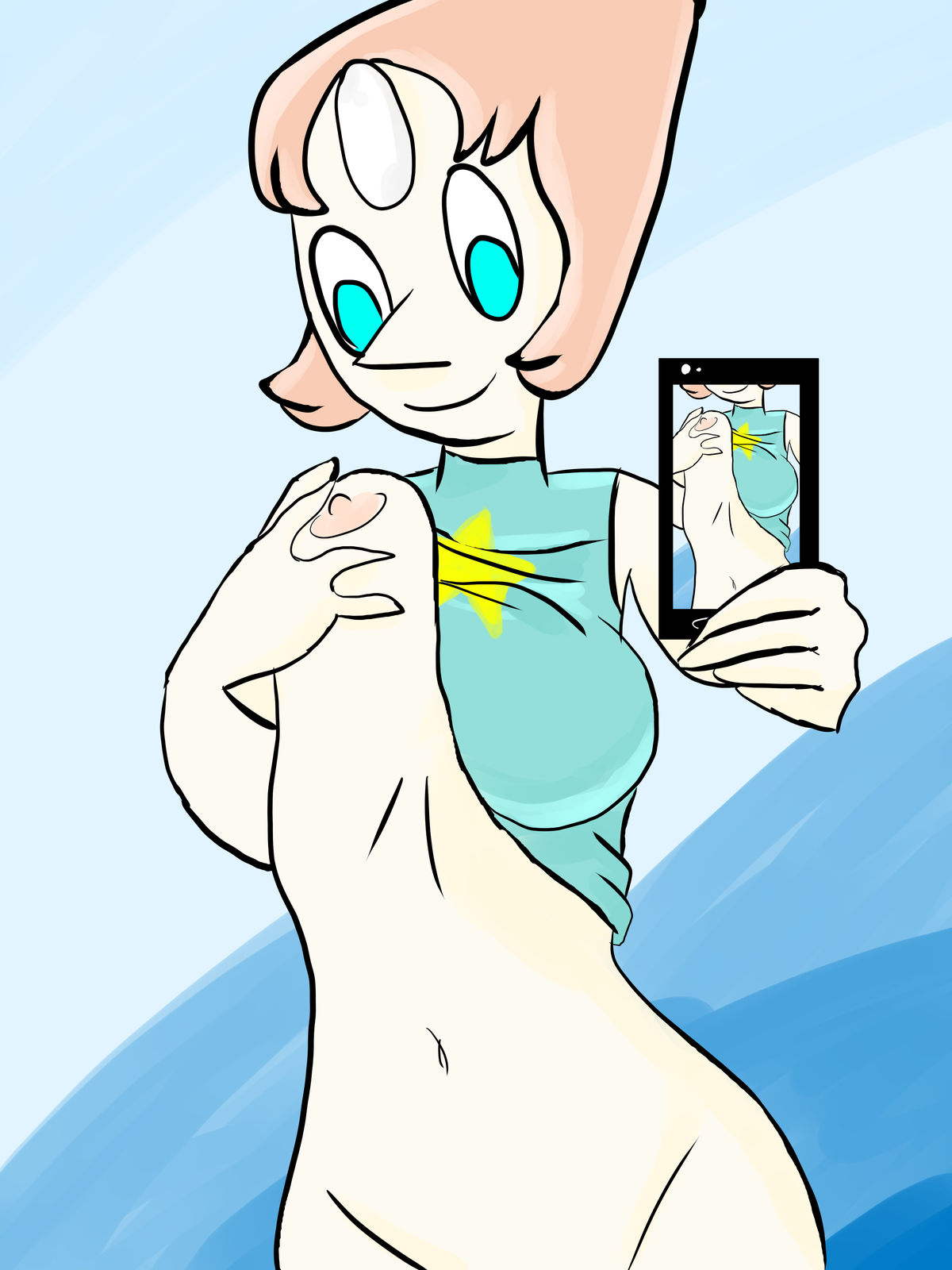 breasts cellphone flashing nipples nude pearl_(steven_universe) selfpic steven_universe